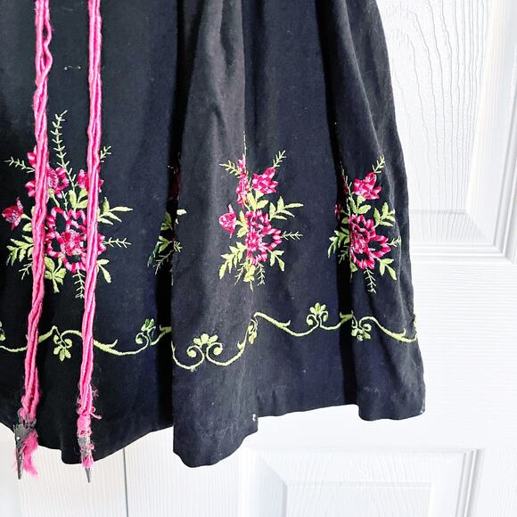 Original Steindl Vintage Black Floral Embroidered Dirndl Festival Mini Dress - Picture 6 of 9